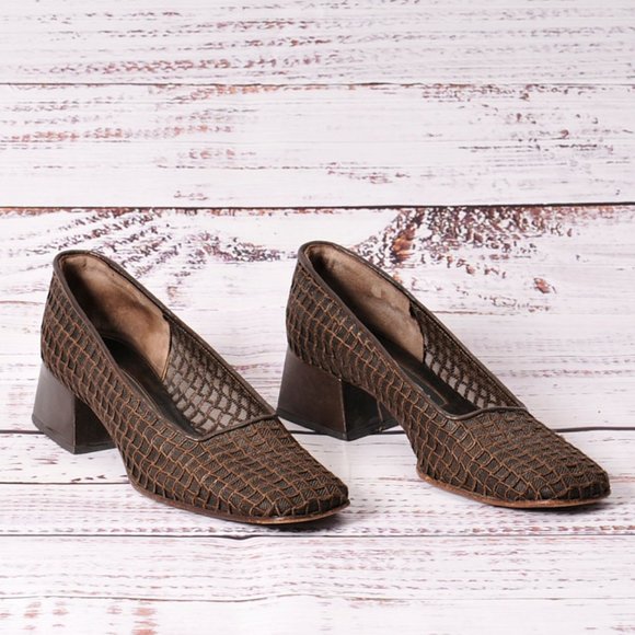 Via Spiga, Brown Mesh Heel Shoe, 1.5" Heel, Size 6.5 - Picture 4 of 7